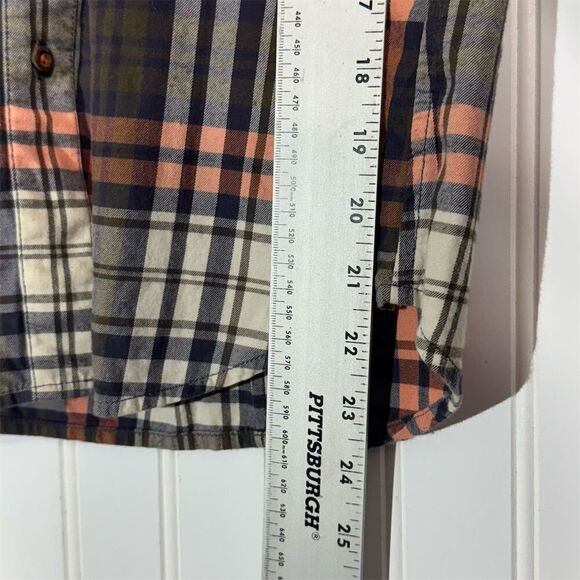 The North Face Plaid Flannel Shirt M Orange Brown Cream Button Up 100% Cotton - Picture 6 of 8